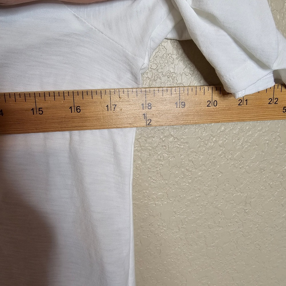Nation LTD Emma Prim Proper Tee White Pima Cotton Puff Sleeve Ruffle Neck Top M - Picture 9 of 9